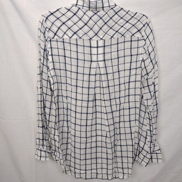 Kenneth Cole Reaction Plaid Button Down White/Blue/Navy Shirt Size Small - Picture 8 of 16